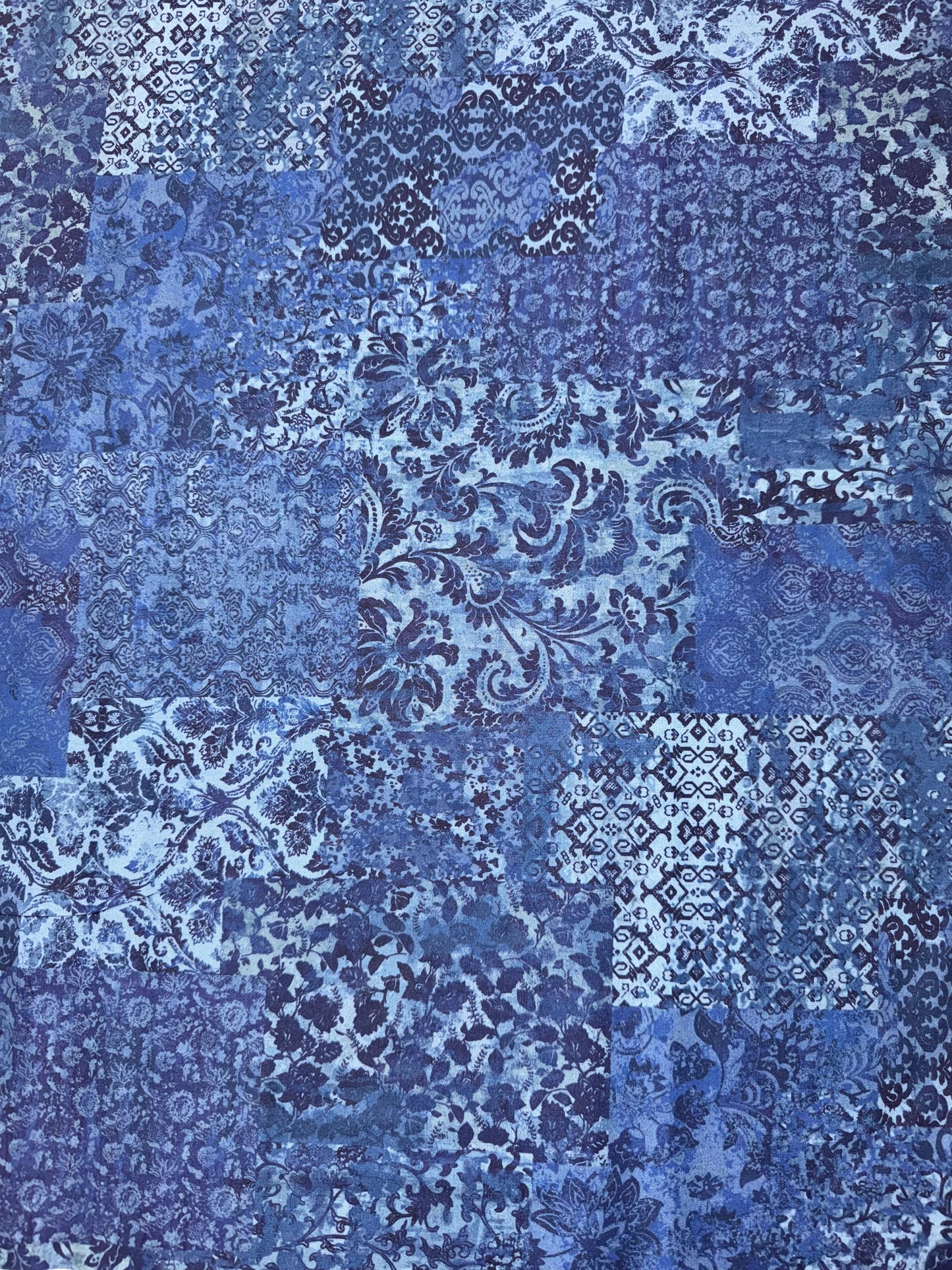 Carpet Bag Romance by Jason Yenter - Blue - Vintage Print All Over Fabric 5CBR1