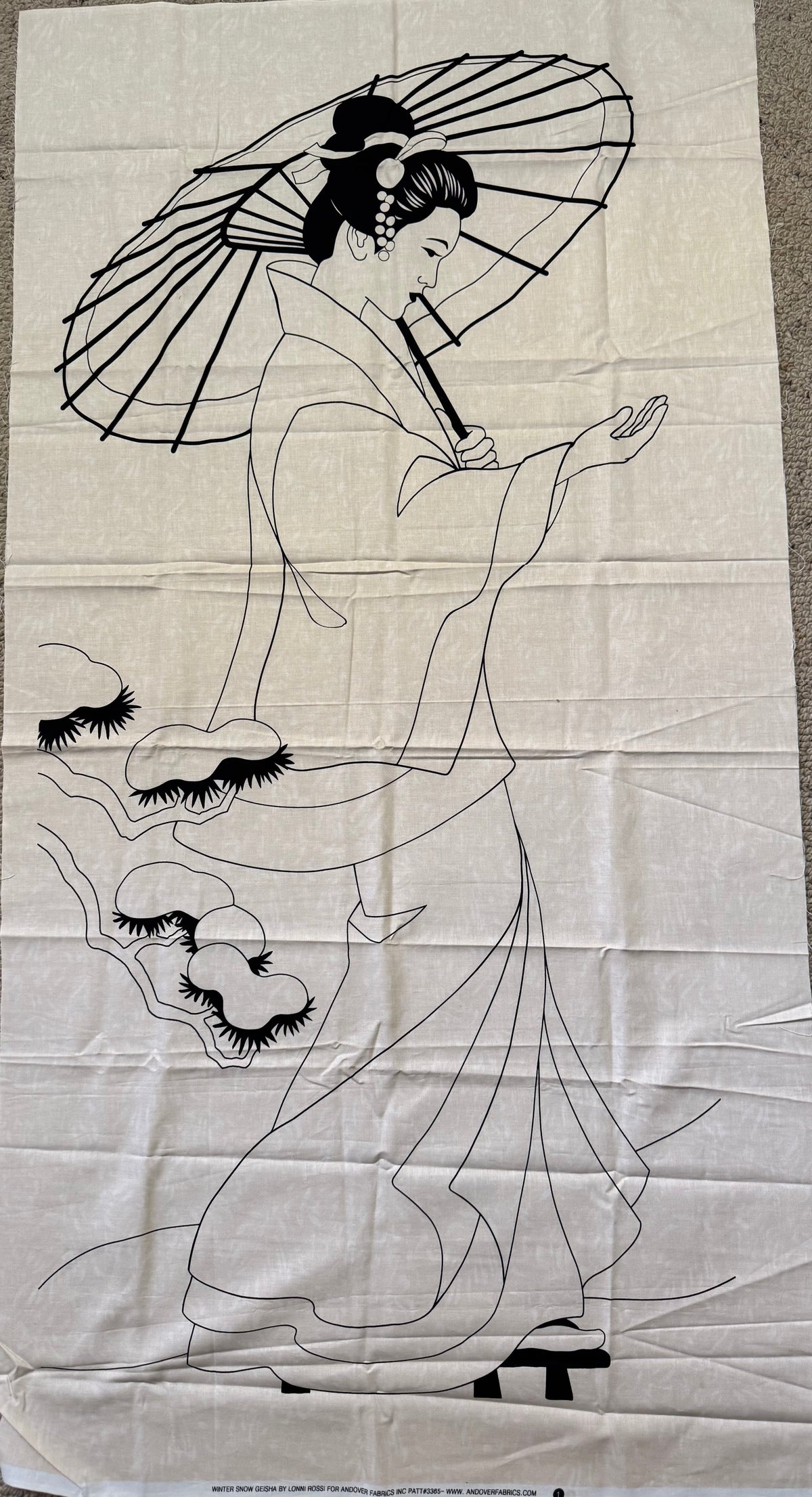 Winter Snow Geisha Panel Applique Kit