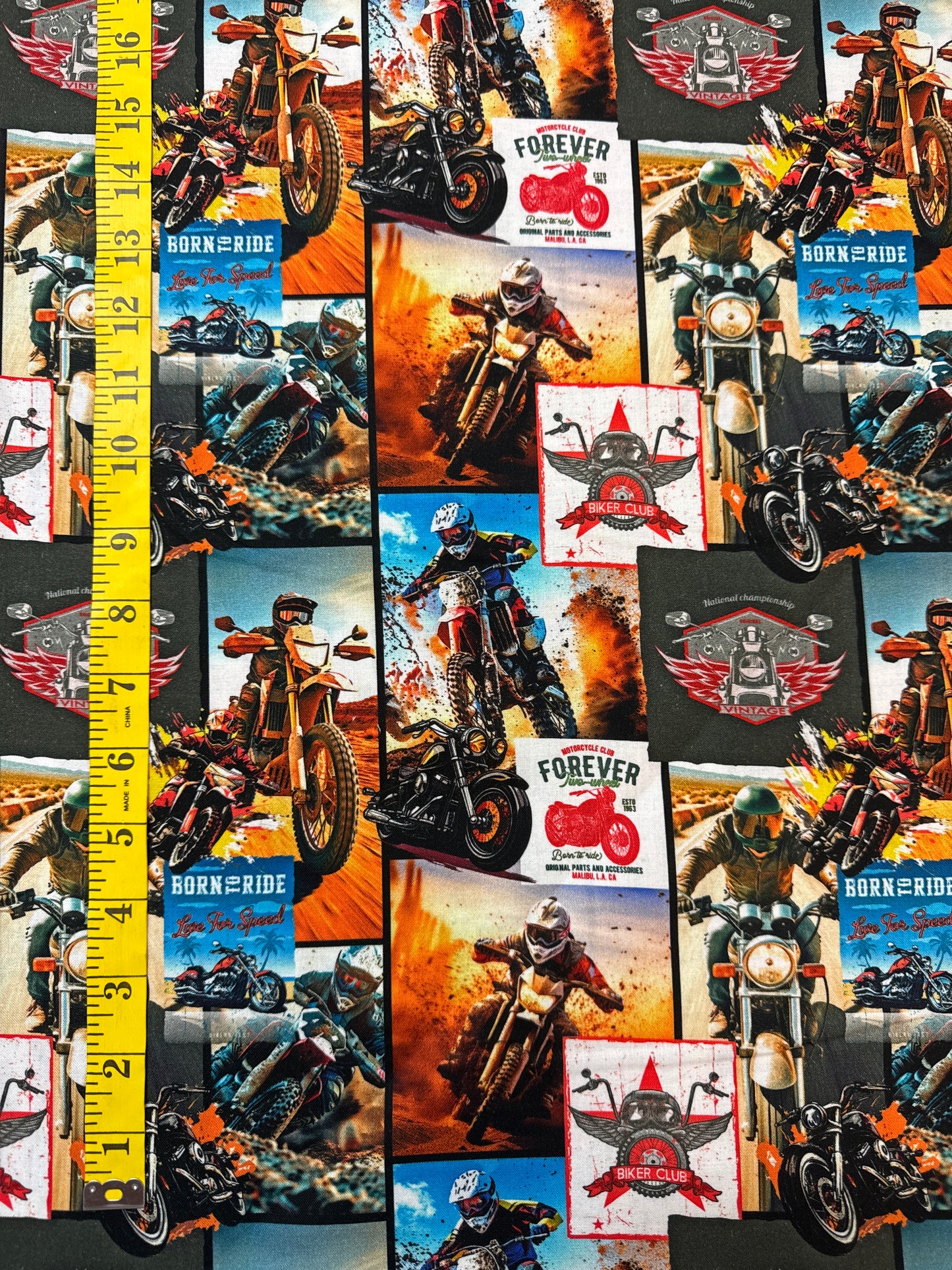 Throttle Thrills Motorcycle Motocross fabric 13m available