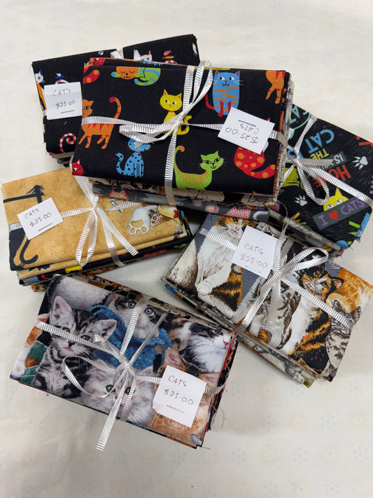 Cat themed Set of 6 Fat Quarters