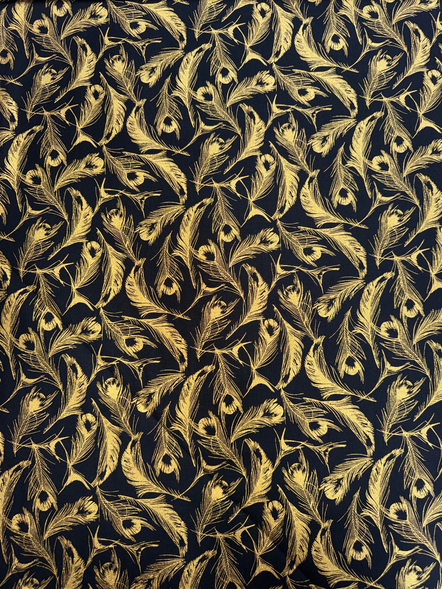Japanese Gold Opulent Feathers on Black background
