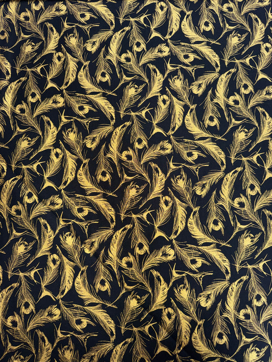 Japanese Gold Opulent Feathers on Black background