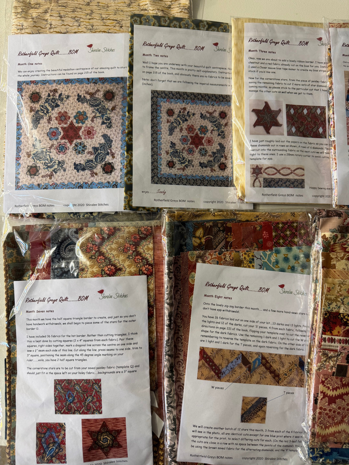 Rotherfield Greys Quilt - Patterns and Complete Fabric Set - By Shiralee Stitches. Pre-Loved Treasure.