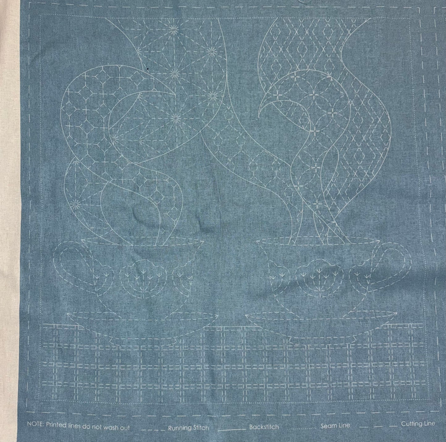DV4267 Sashiko Teatime Panel in Light Blue