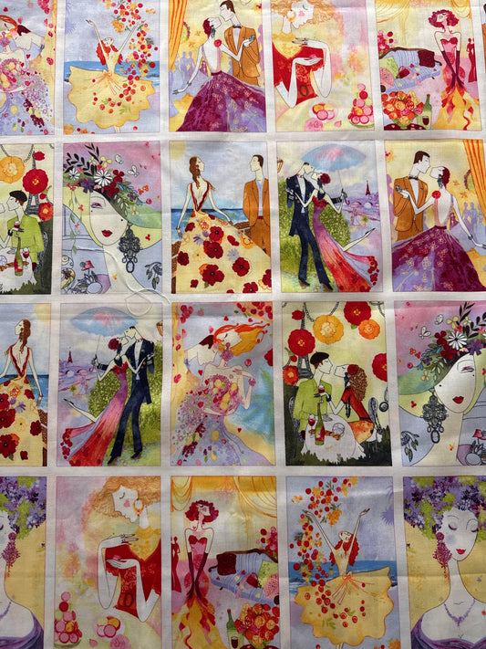 Blissful Moments by Daria Jabenko - panel of 44 vignettes - 60cm fabric