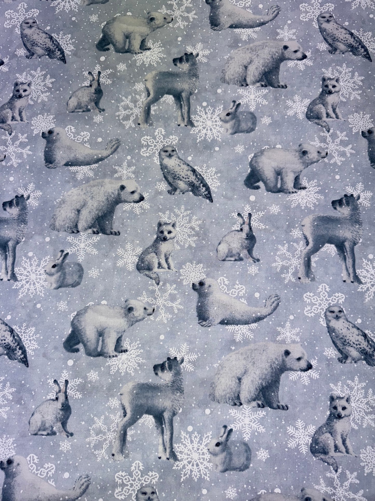 Christmas Animals and Snowflakes in Light Blue