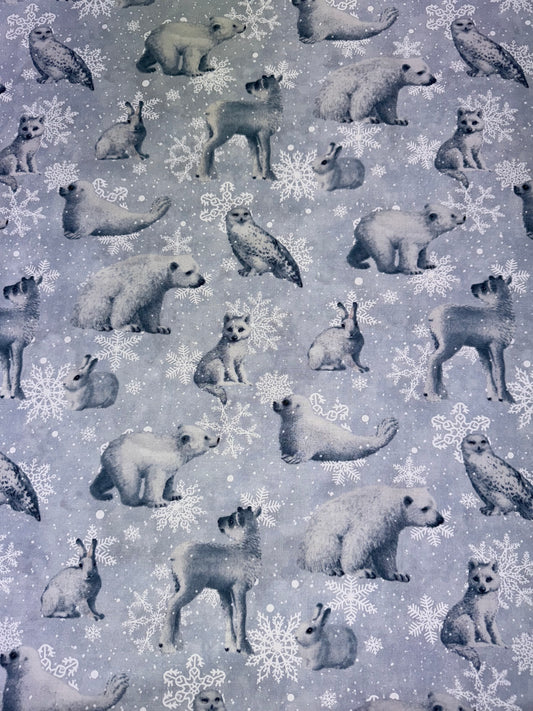 Christmas Animals and Snowflakes in Light Blue