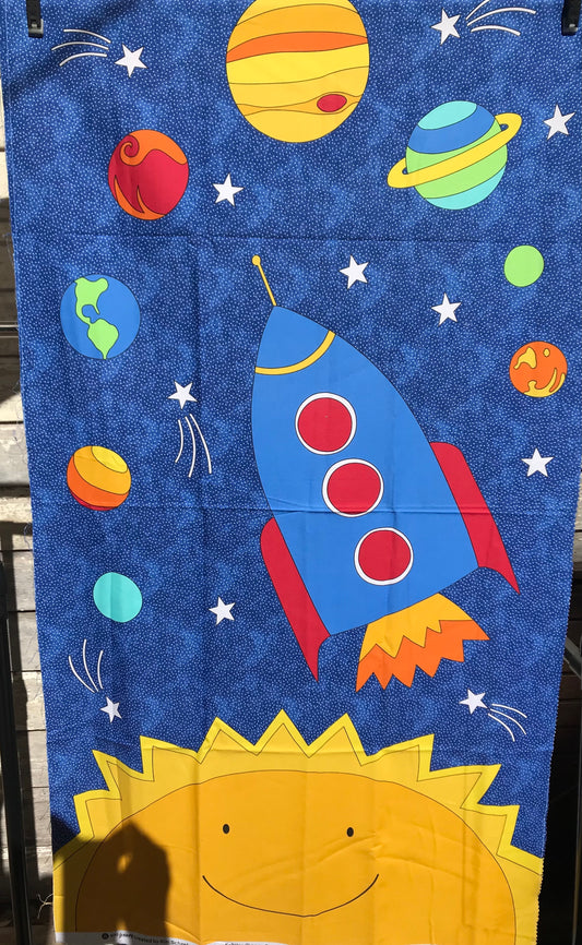 Rocket Ship to the Stars Fabric Panel SALE PRICE - ONLY $10!!
