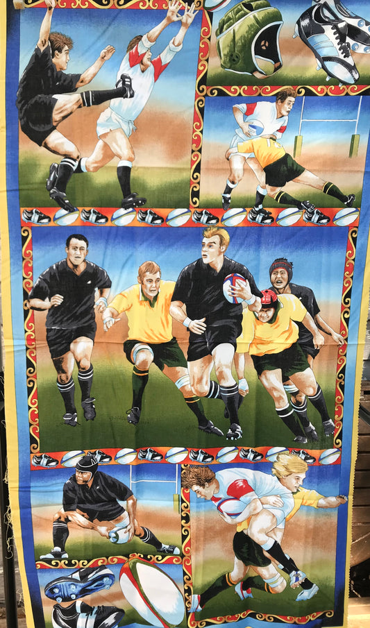 Running Rugby Cotton Fabric Panel - SALE PRICE - ONLY $10!!