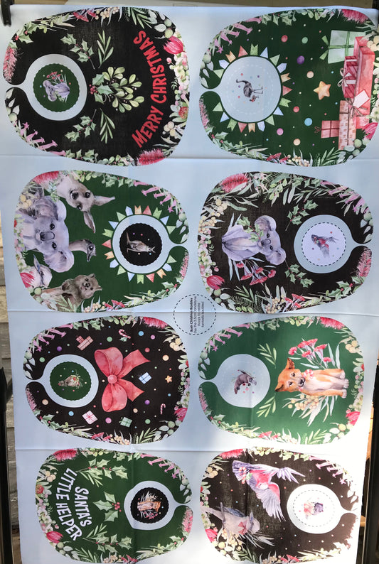 Christmas Bibs & Decorations Cotton Fabric Panel