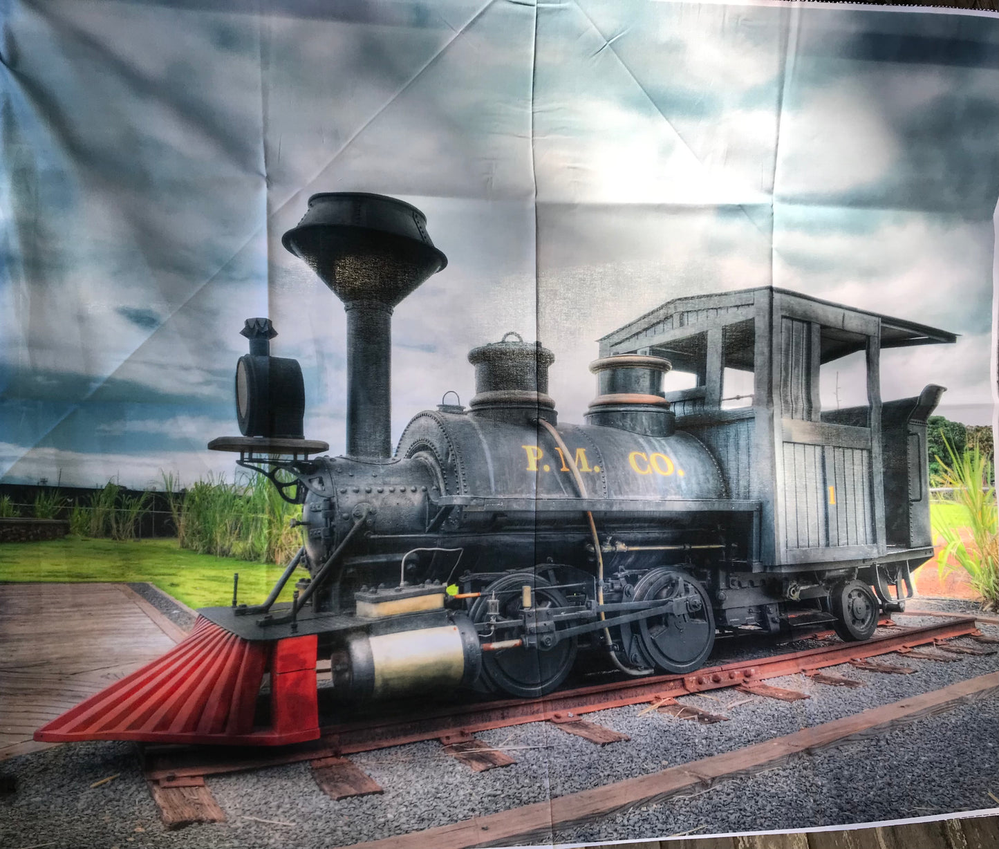 Train Steam Engine Cotton Fabric Panel