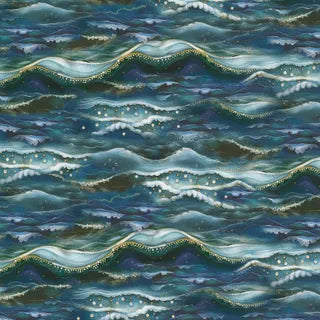 Ocean Fantasy - Lagoon Waves in Midnight Blue