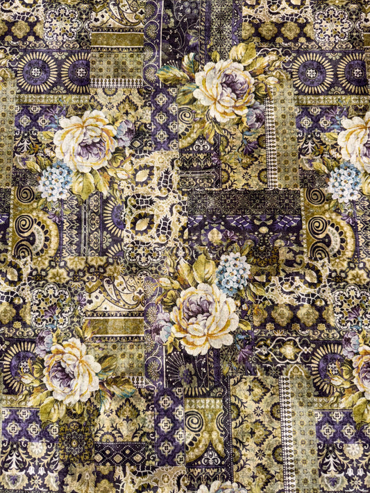 Carpet Bag Romance by Jason Yenter - Purple - Vintage Floral All Over Fabric 3CBR3