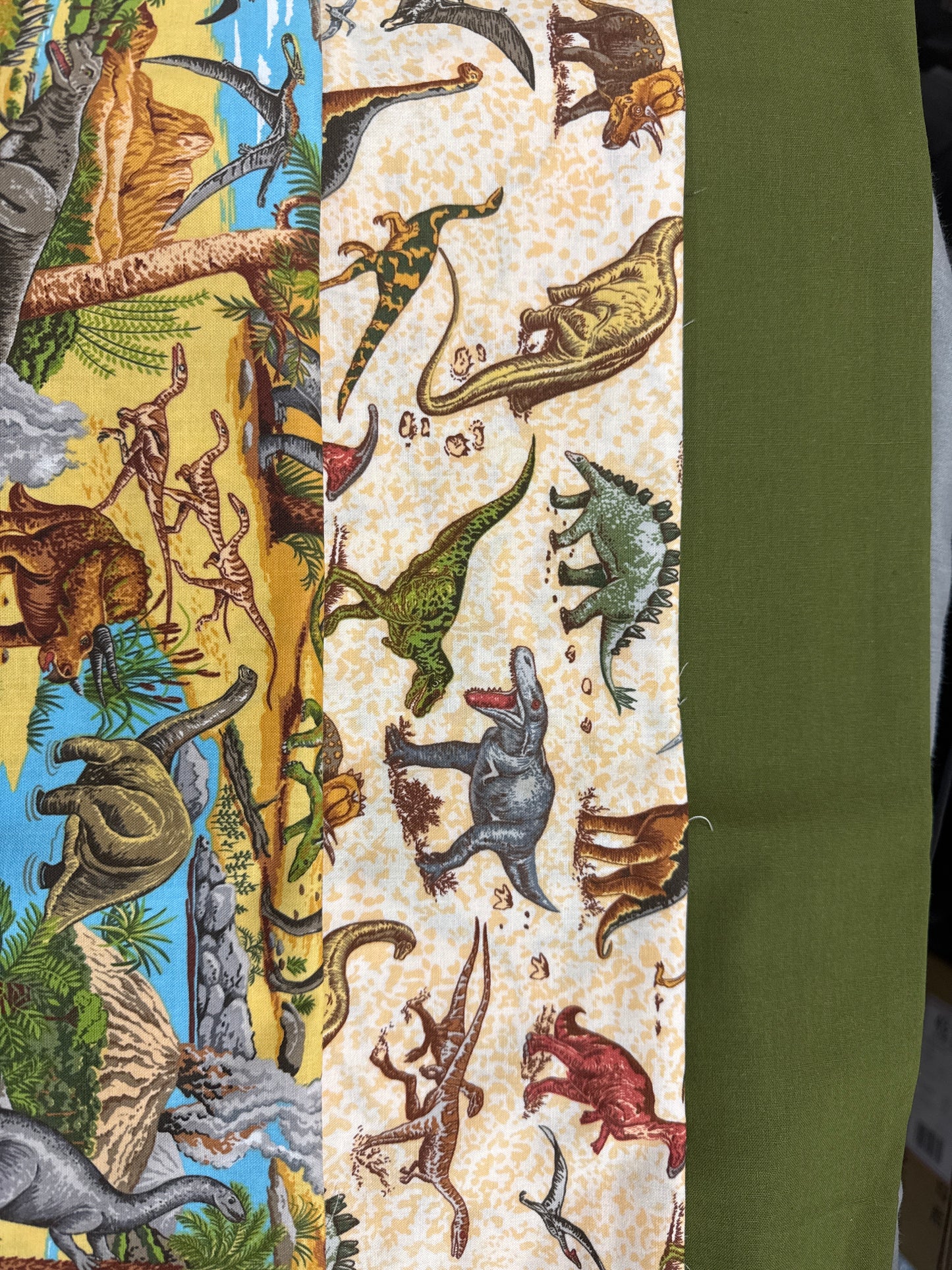 Dinosaur Panel Kit - Cotton Fabric Panel with 2 x 1/2m and 1 x Fat Quarter of matching fabrics
