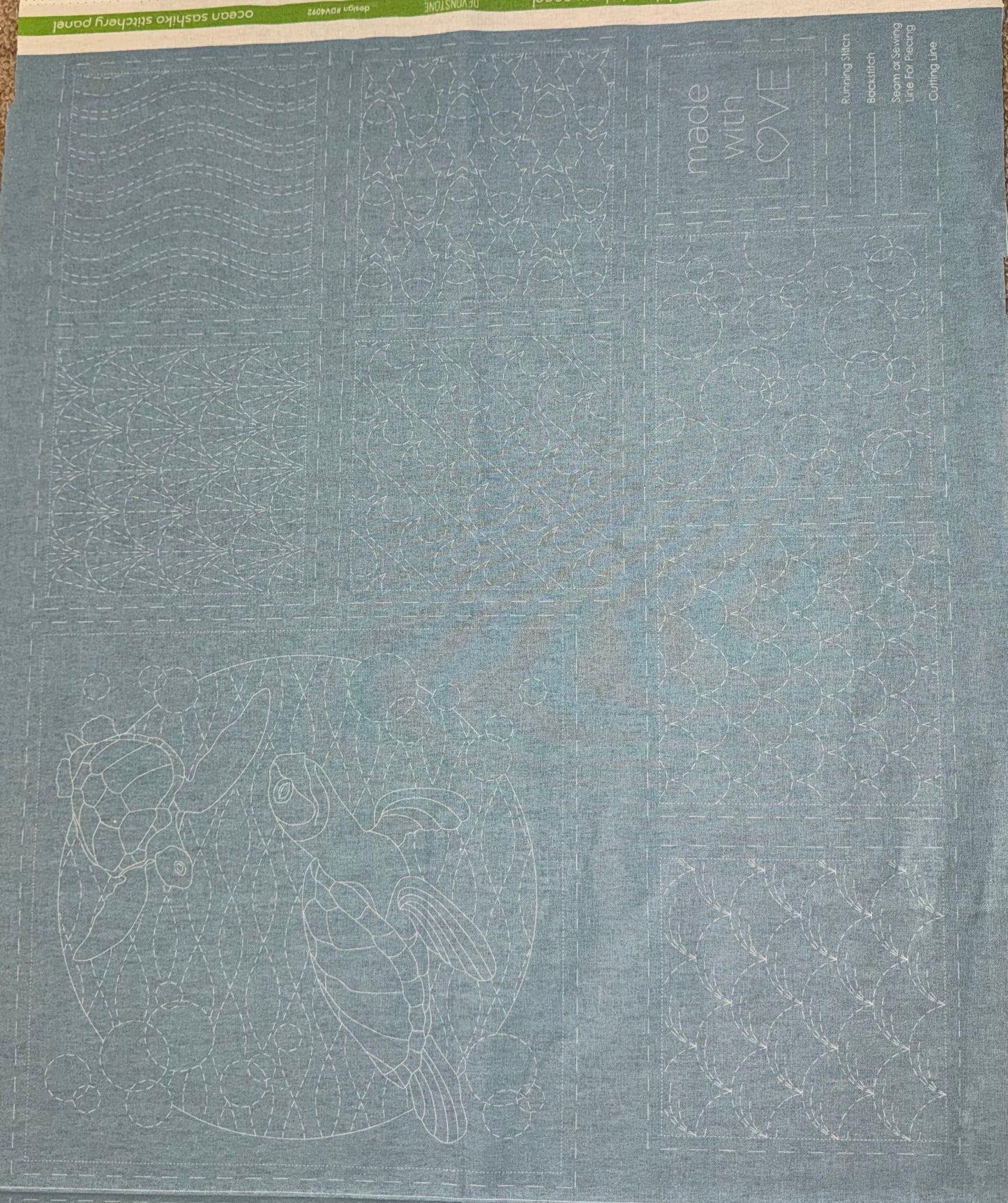 DV4092 Sashiko Ocean Panel In Blue Lagoon