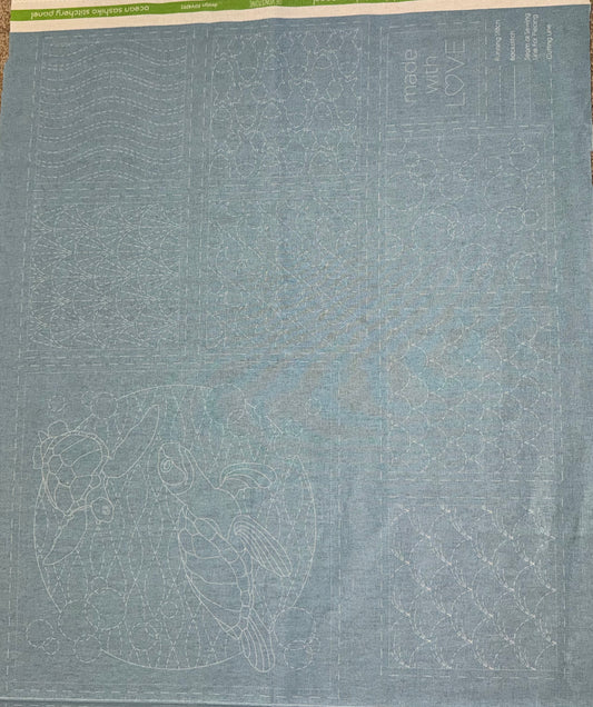 DV4092 Sashiko Ocean Panel In Blue Lagoon