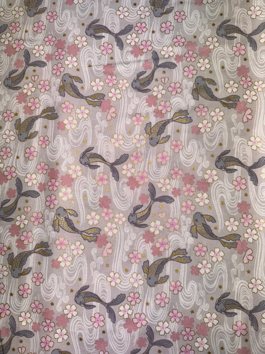 Sakura Koi Fish on Pink fabric