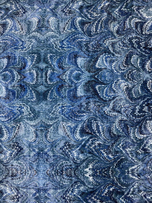 Carpet Bag Romance by Jason Yenter - Blue - Marbled Print All Over Fabric 6CBR1