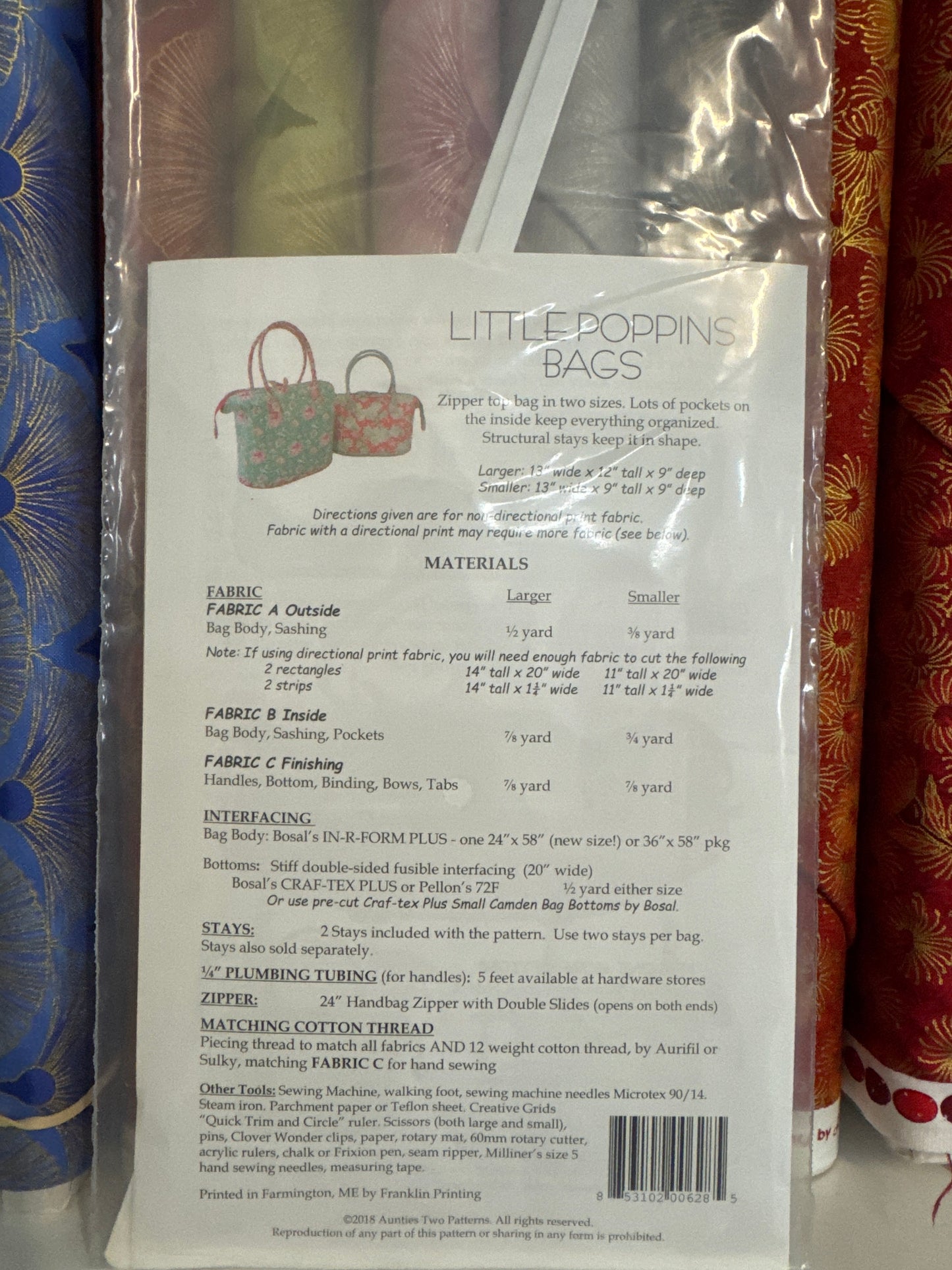 Aunties Two Patterns- Little Poppins Bags