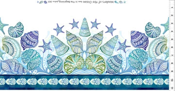Wonders of the Ocean by Jason Yenter - Border Print - 4 repeats across WOF