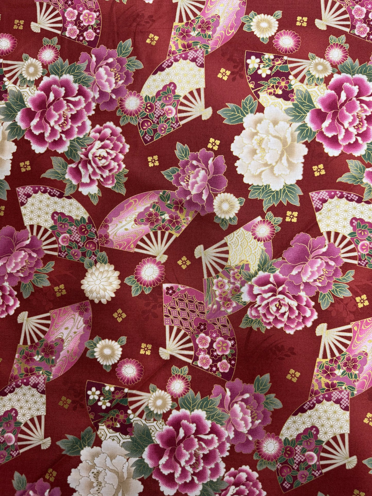 Japanese Pink Fans and Flowers