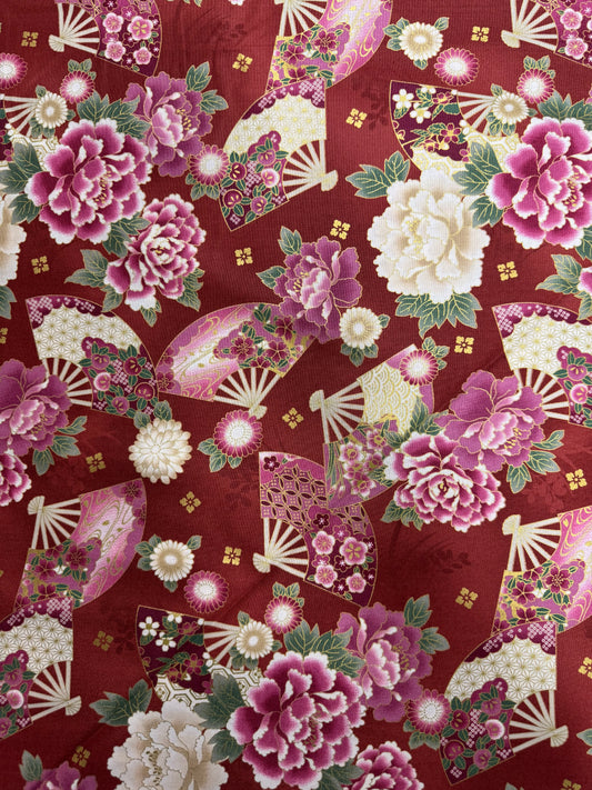 Japanese Pink Fans and Flowers