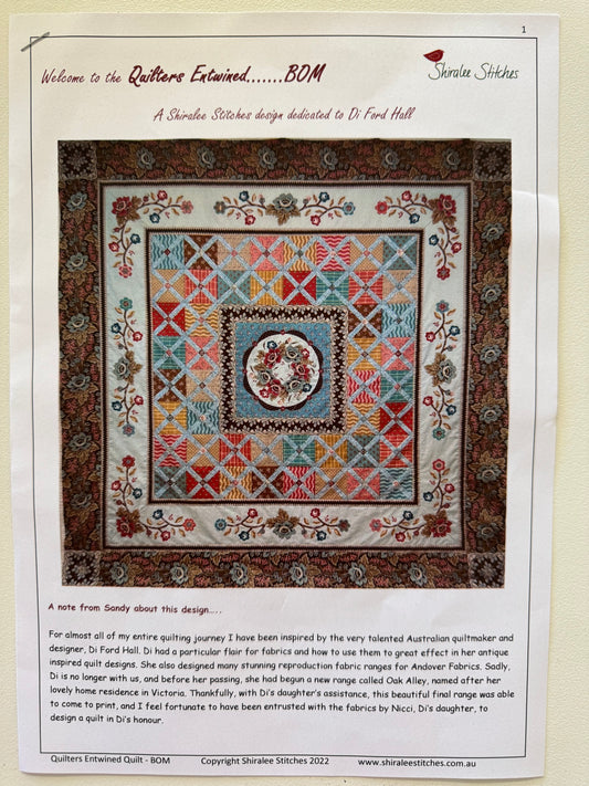 Quilters Entwined Block of the Month Complete Set - By Shiralee Stitches. Pre-Loved Treasure.