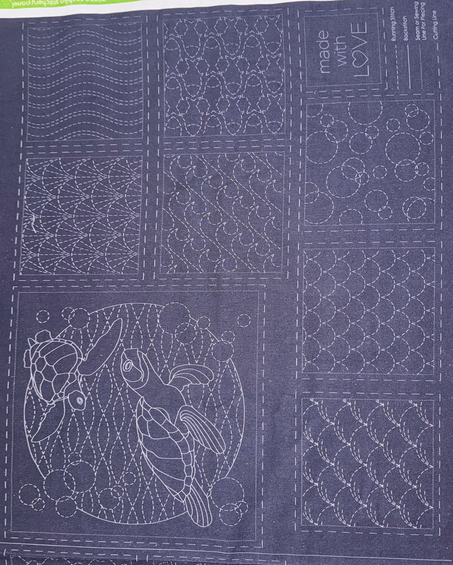 DV4091 Sashiko Ocean Panel In Navy Blue