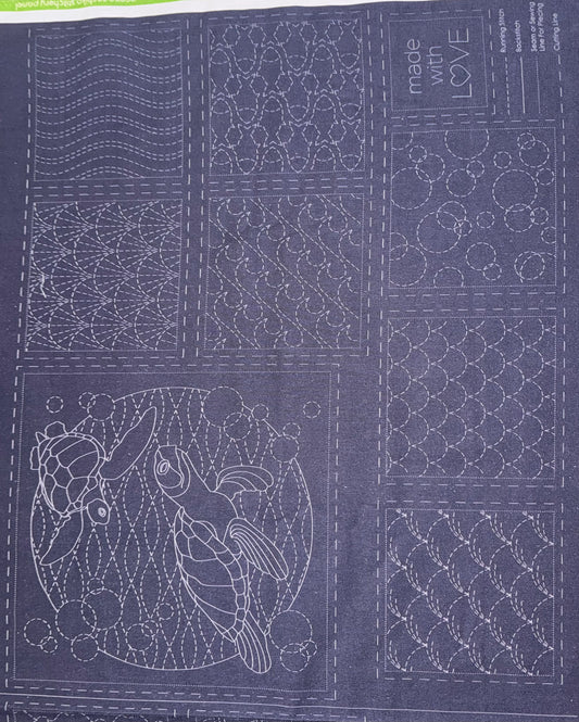 DV4091 Sashiko Ocean Panel In Navy Blue