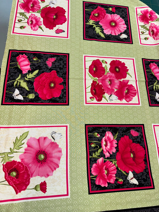 Merry Poppies 10" Blocks - Panel of 6.