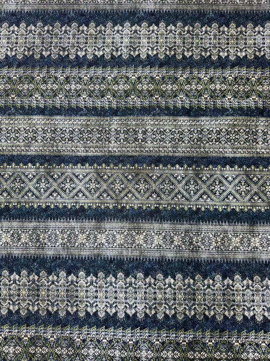 Carpet Bag Romance by Jason Yenter - Blue - Vintage Small Border Fabric 4CBR1