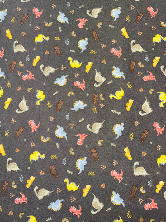 Flannel Dinosaurs in Grey