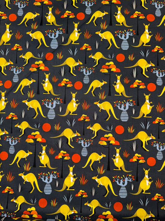 Wild and Free Aussie Kangaroos on Dark background