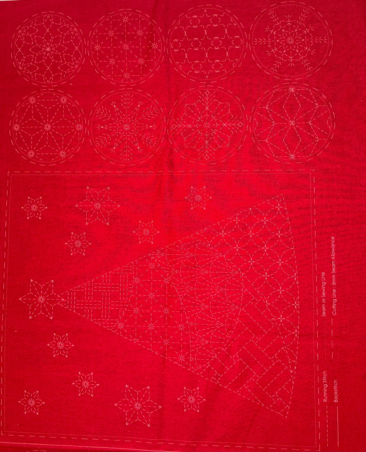 DV4082 Sashiko Christmas Panel in Red