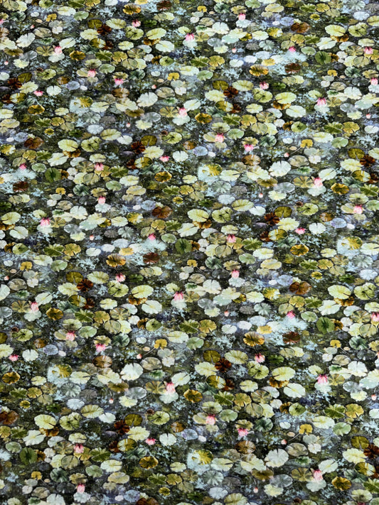 Japanese Sakura Blooms Pond - Green Lilypads