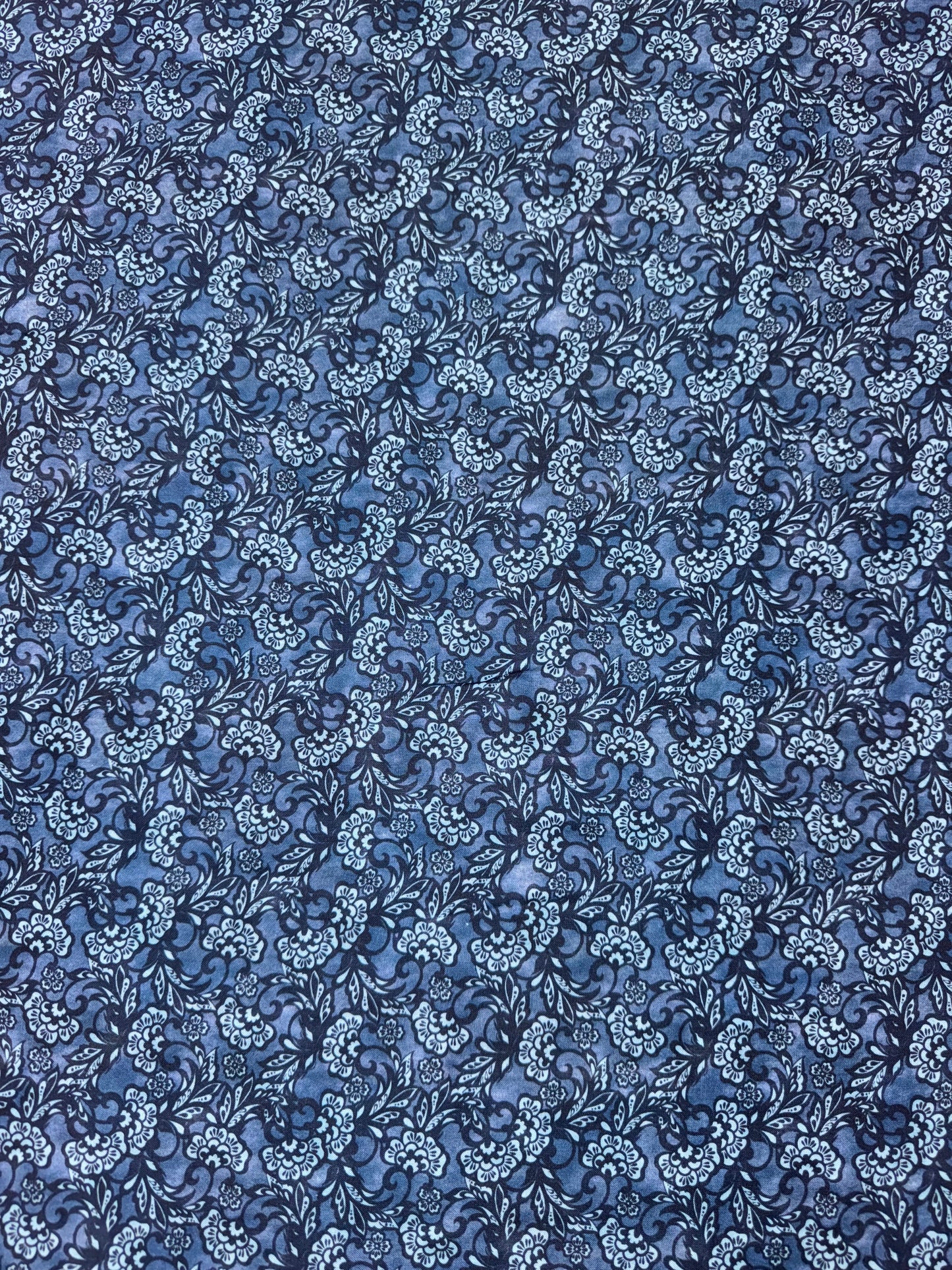 Carpet Bag Romance by Jason Yenter - Blue - Floral Print All Over Fabric 7CBR1
