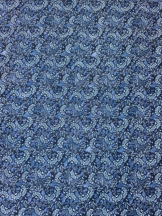 Carpet Bag Romance by Jason Yenter - Blue - Floral Print All Over Fabric 7CBR1