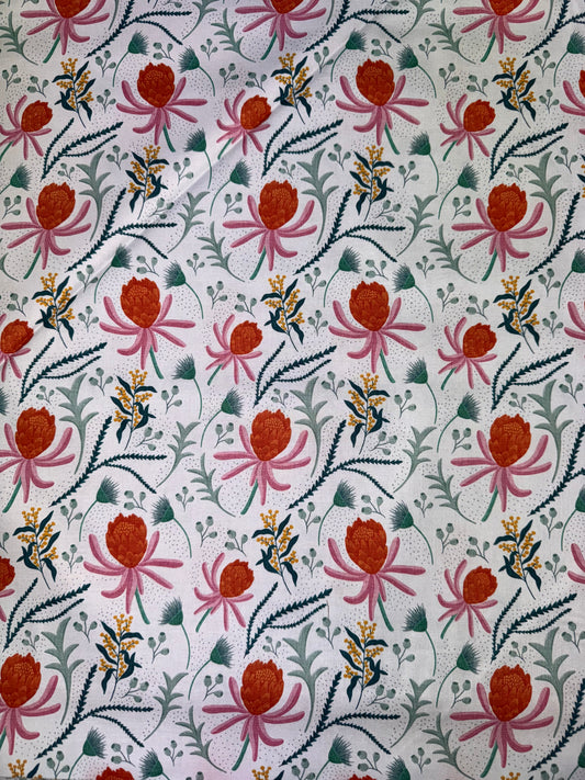 Botanicals - floral Waratahs and Gums on light background