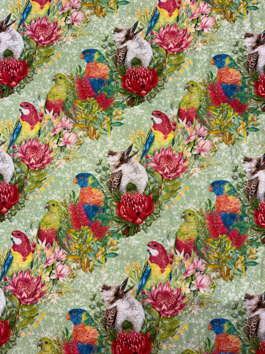 DV7046 Kayla Reay Australian Birds on a Green Background