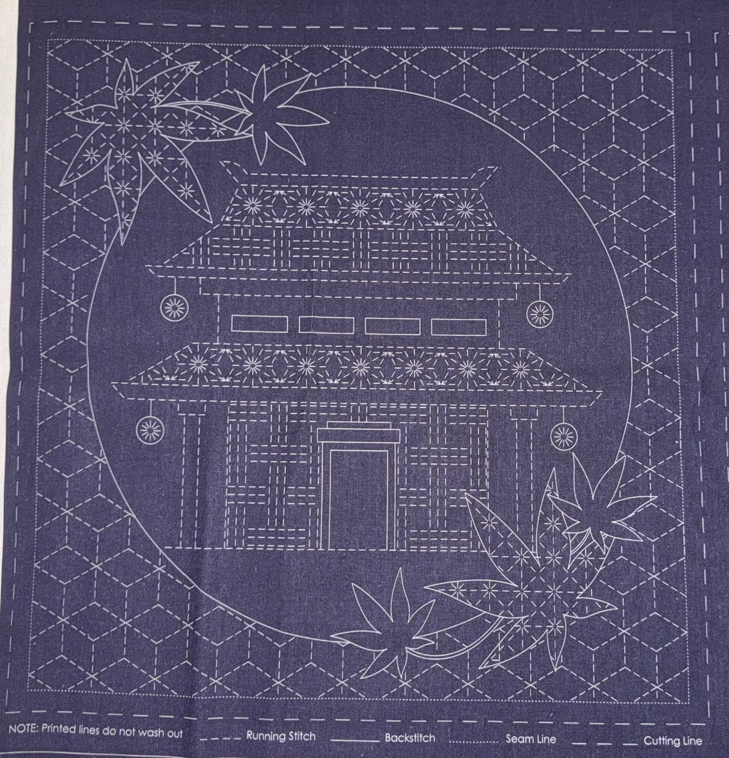 DV4269 Sashiko Little Scenes Panel in Navy