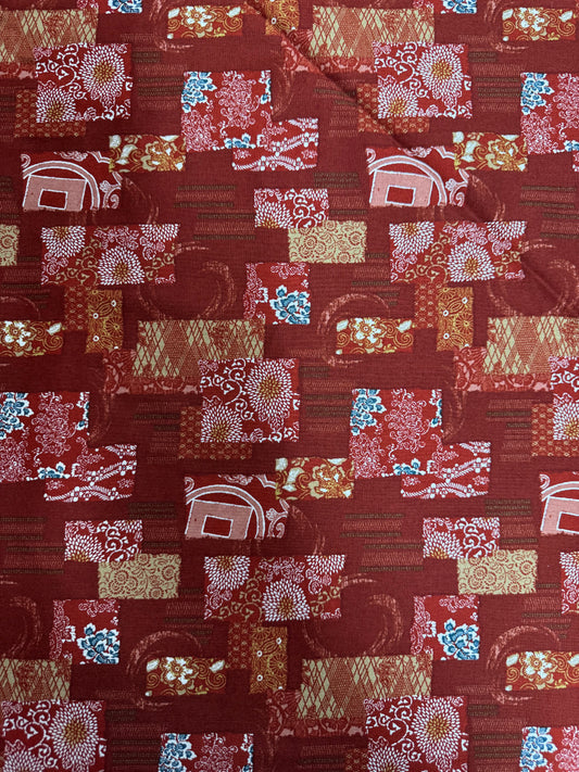 Japanese Red Block Print Collage