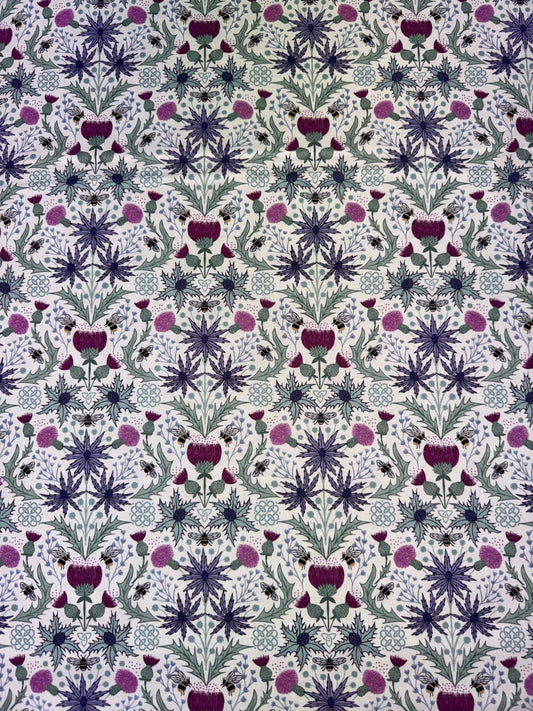 A Celtic Summer - Thistle and Bee on Cream Heather