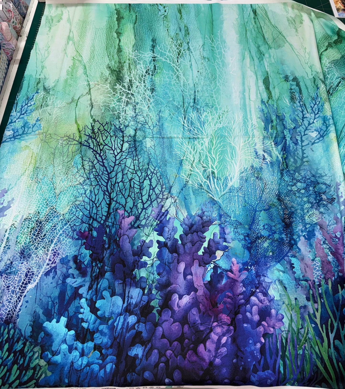 Coral Reef Cotton Fabric - Coral Reef in Turquoise