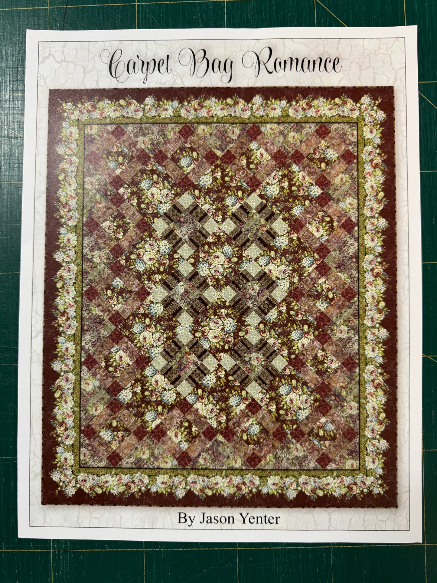 Carpet Bag Romance by Jason Yenter - Burgundy - Quilt Pattern and Kit - 86.5" x 106.5"