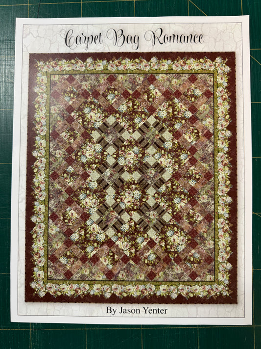 Carpet Bag Romance by Jason Yenter - Burgundy - Quilt Pattern and Kit - 86.5" x 106.5"