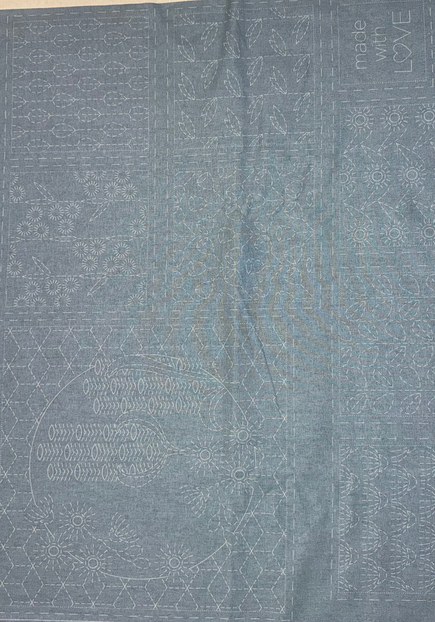 DV4072 Sashiko Botanical Panel in Notre Dame Light Blue