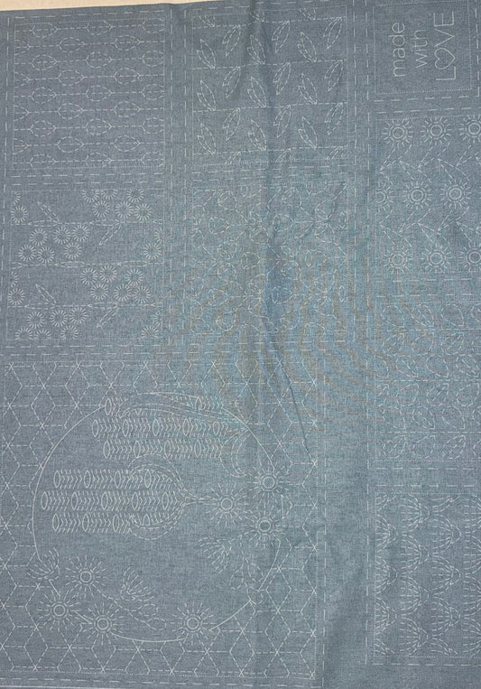 DV4072 Sashiko Botanical Panel in Notre Dame Light Blue