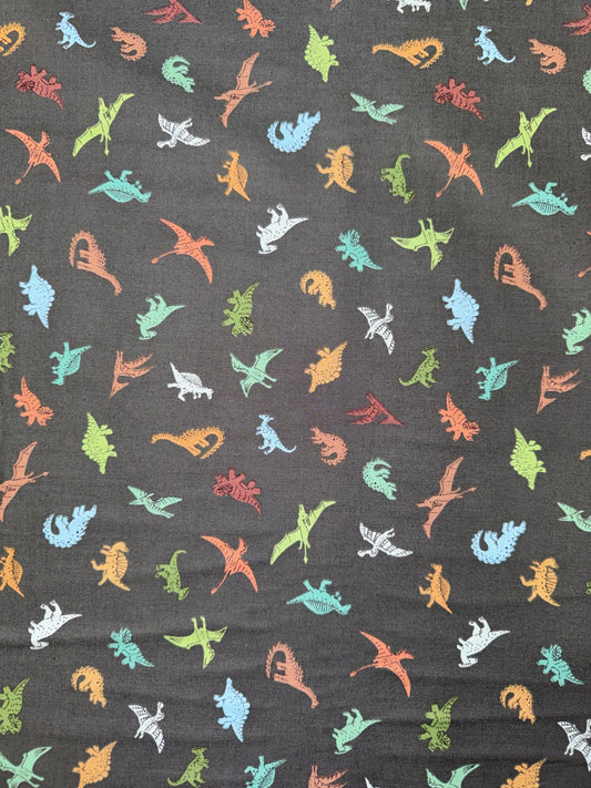 Prehistoric Dinosaurs - Multicoloured on Dark Background