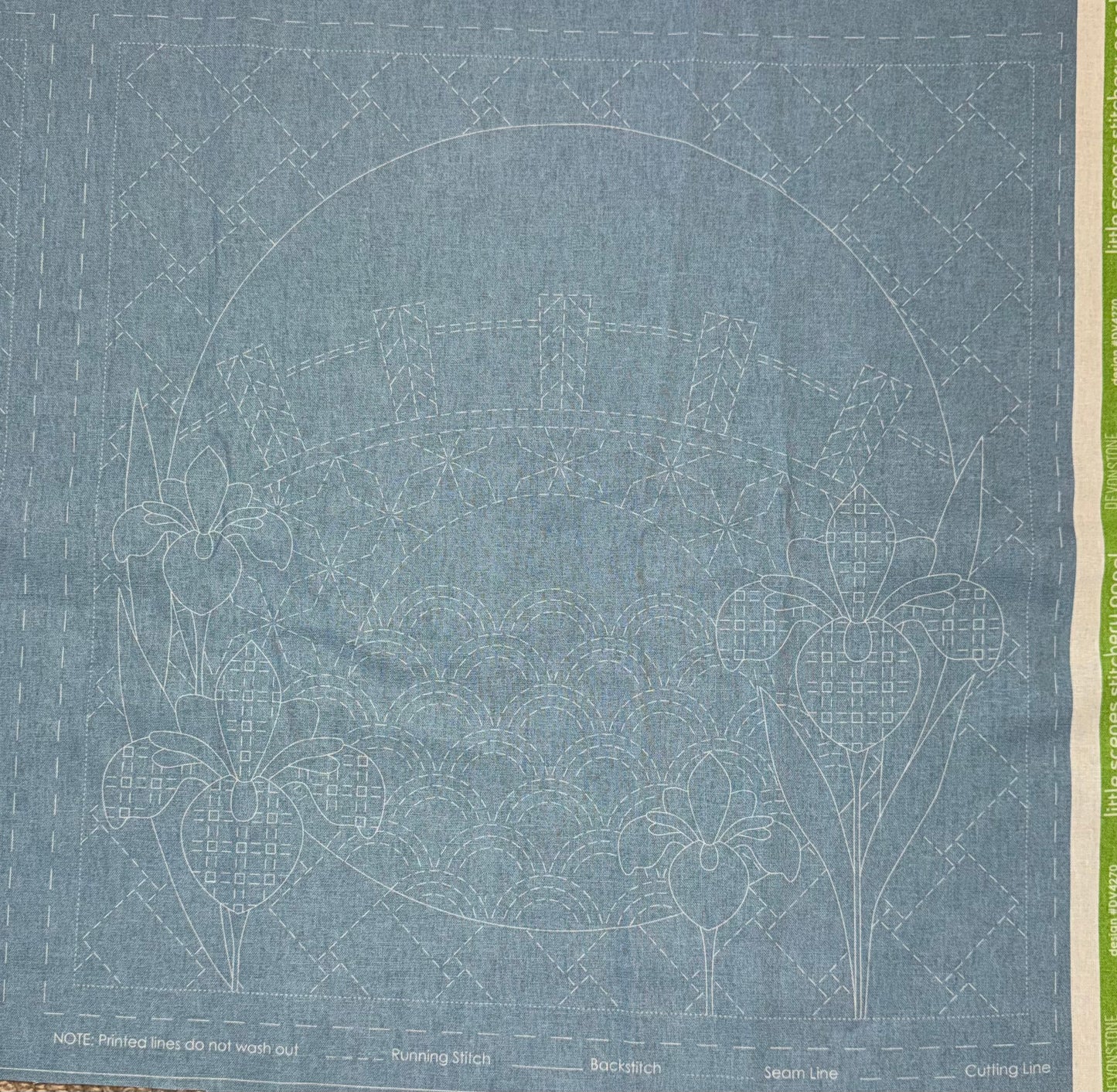 DV4270 Sashiko Little Scenes Panel in Light Blue