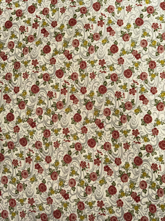 Robert Kaufman - Kyoto Gardens - Cream with small flowers  and waves